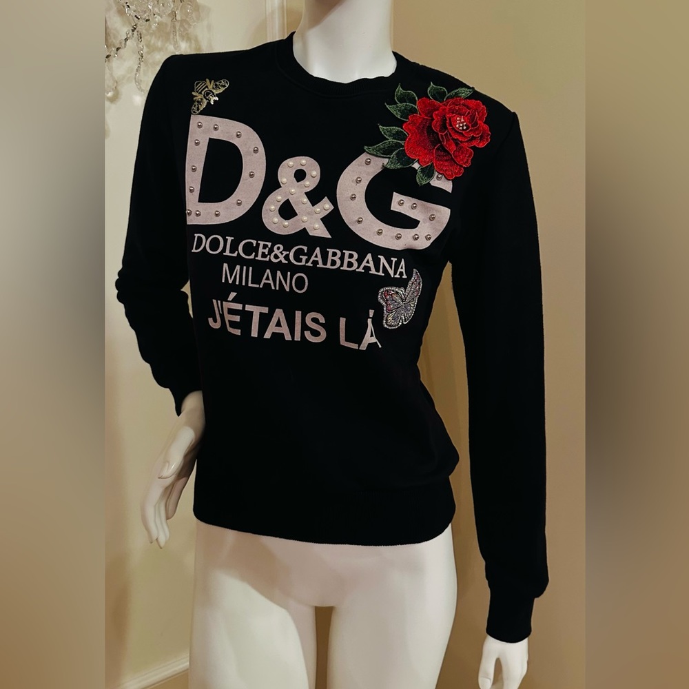 Dolce & Gabbana  Black Embellished Sweaters Size M
